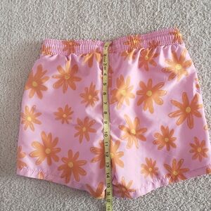 Hunky Trunks swim shorts in pink and orange flower print